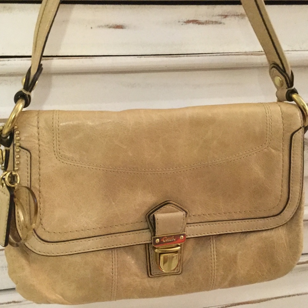 Leather Coach shoulder or crossbody handbag